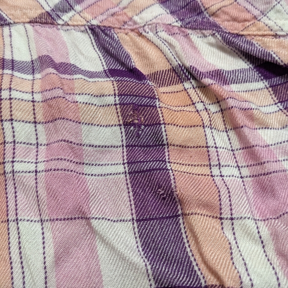 Cloth and Stone Plaid Short Sleeve Button Down Shirt hi lo hem - Picture 9 of 14